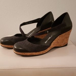 TEVA Riviera Canvas Mary-Jane Black Wedges - 9M